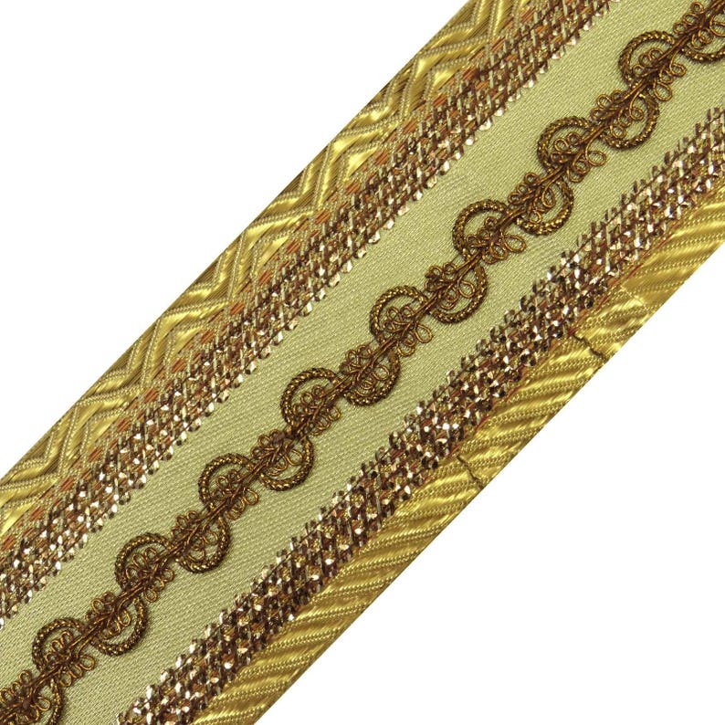 4 cm Tan Gold Paisley cristal brodé ruban Applique Passementerie Décor Indien