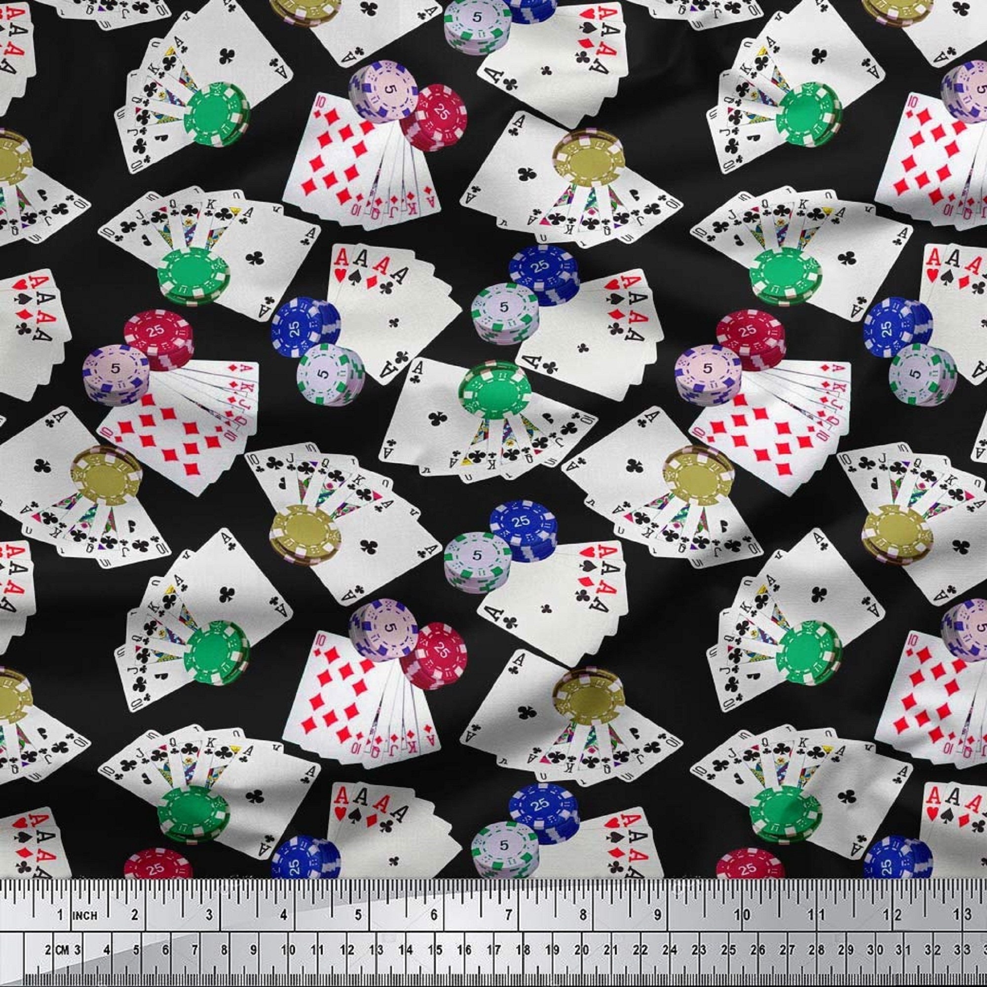 Home Decor Fabric Poker Card Print Cotton Cambric Fabric Etsy