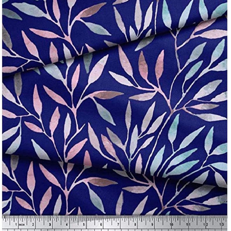 Quilting Black Fabric Leaf Print Rayon Fabric Dressmaking Etsy