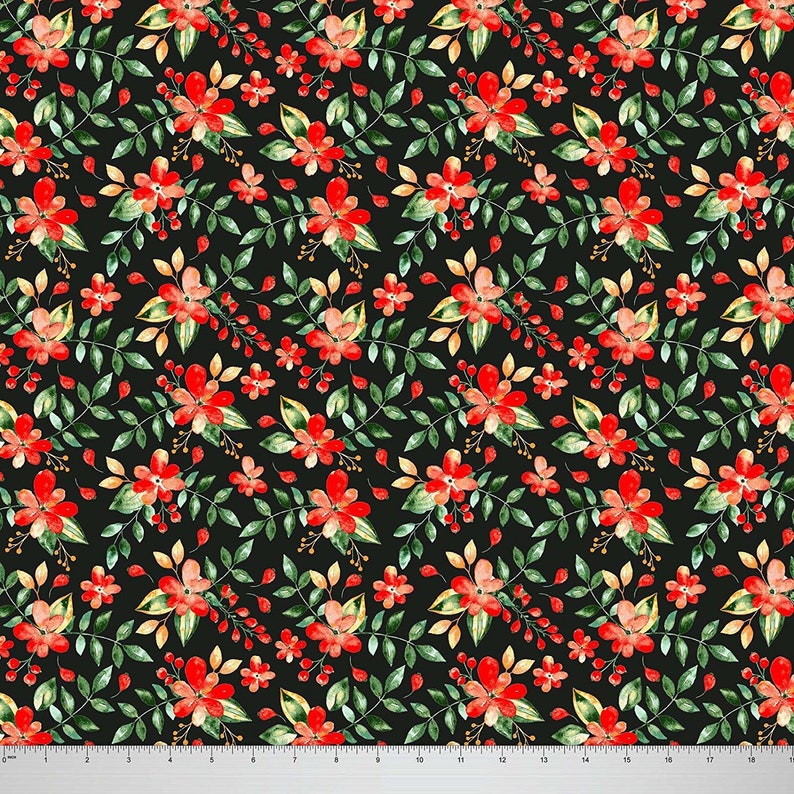 Dressmaking Material Cotton Fabric Home Decor Fabric Fabric By The Yard Silk Fabric Velvet Fabric SMIN-FL56G Black Floral Print
