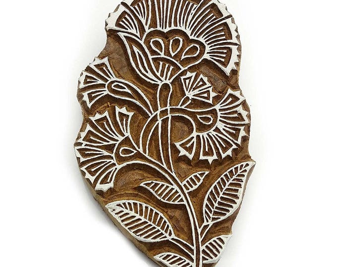 Flower Stamp Wooden Indian Stamp Hand Carved Wooden Stamp Etsy