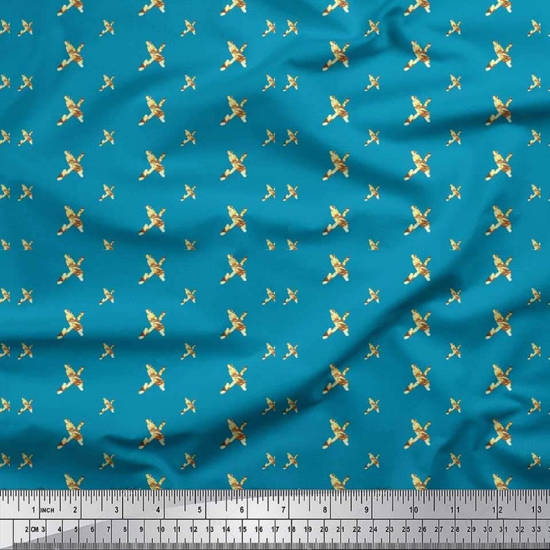 Sewing Fabric Home Decor Fabric Fabric by The Yard Cotton Cambric Fabric Dressmaking Material SMIN-AB-608-42 Teal Blue Abstract Print