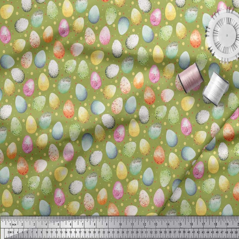 Sewing Fabric Home Accessories Decor Fabric Craft Supplies Cotton Cambric Fabric Fabric by The Yard SMIN-ES-509H-42 Egg Easter Print