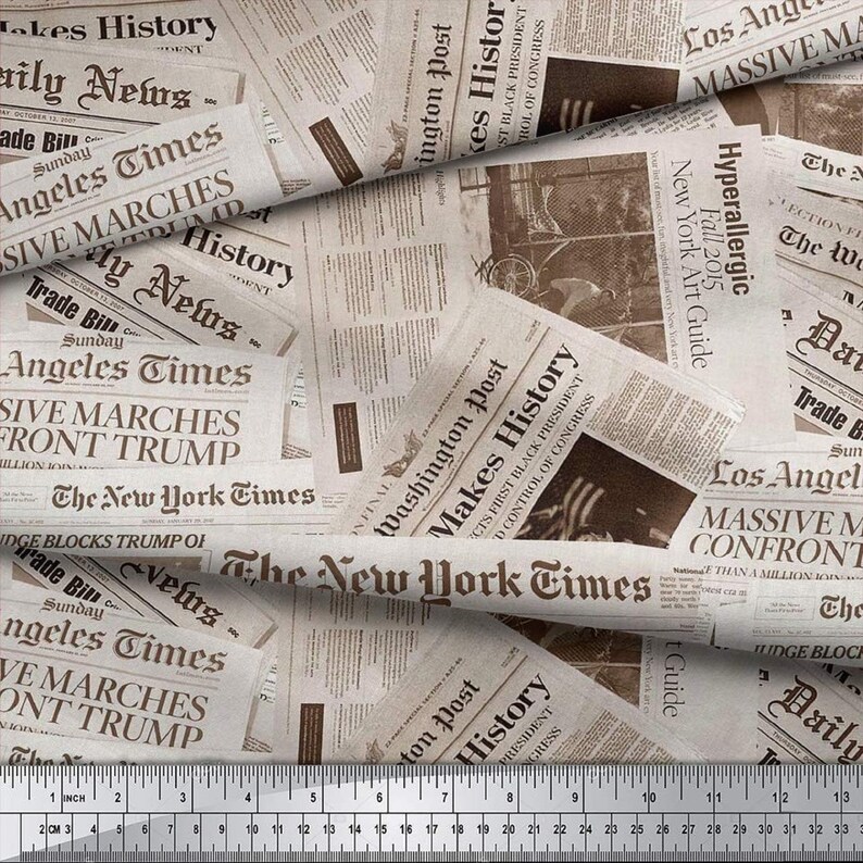 Newspaper Printed Fabric Cotton Cambric Fabric Sewing Decor Etsy