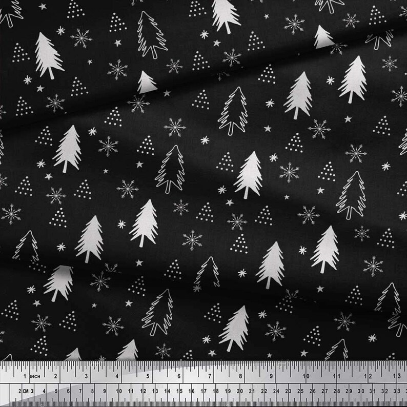 Home Decor Fabric Dressmaking Material SMIN-XM-536A-42 Fabric by The Yard Cotton Cambric Fabric Sewing Fabric Christmas Tree Printed