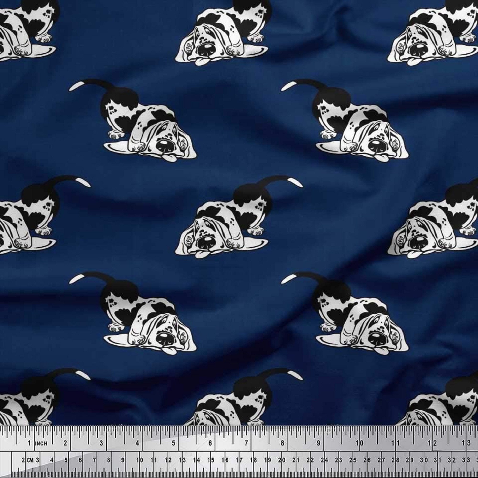 Basset Hound Dog Print Fabric Cotton Cambric Fabric Animal Etsy UK