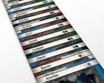 May include: A stack of game cards with various color schemes and text labels. Each card features a unique design with a combination of colors like blue, green, red, and black. The cards are arranged in a diagonal pattern, showcasing their individual designs.