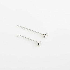 May include: Two silver nose studs with small round clear stones at the ends.