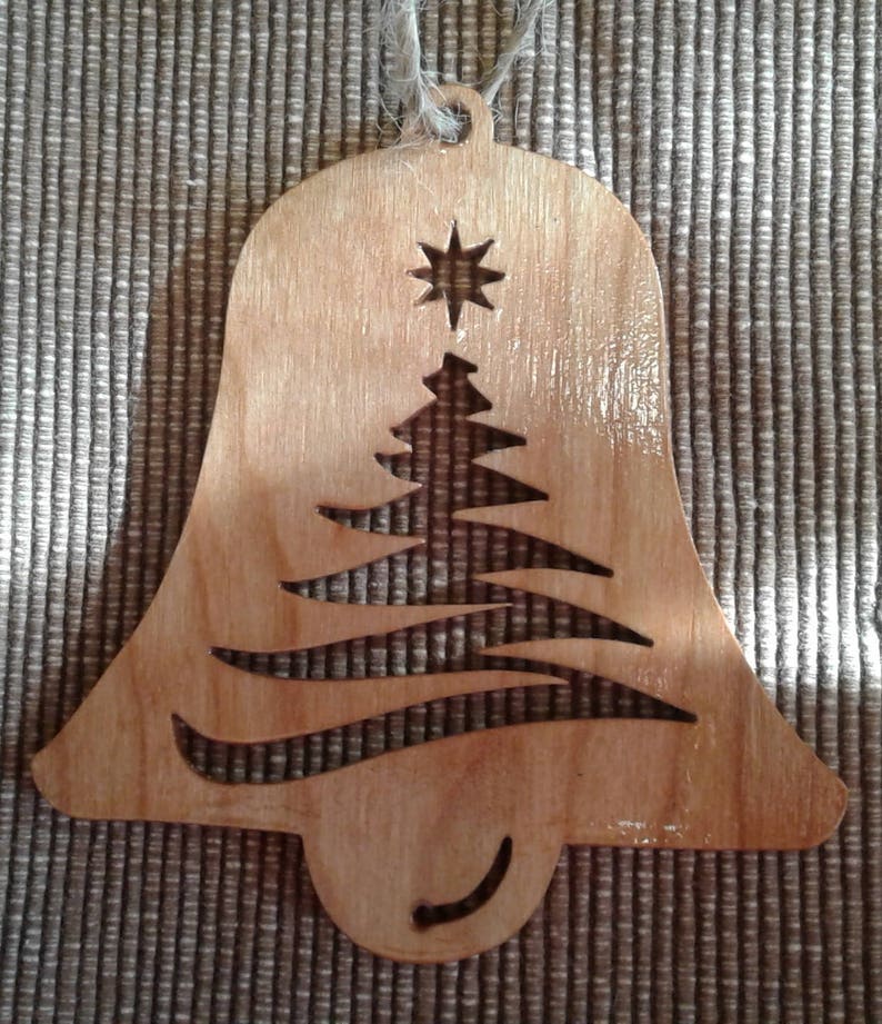 Cherry Wood Bell Cutout Ornament Wooden Cutout Christmas Tree Etsy