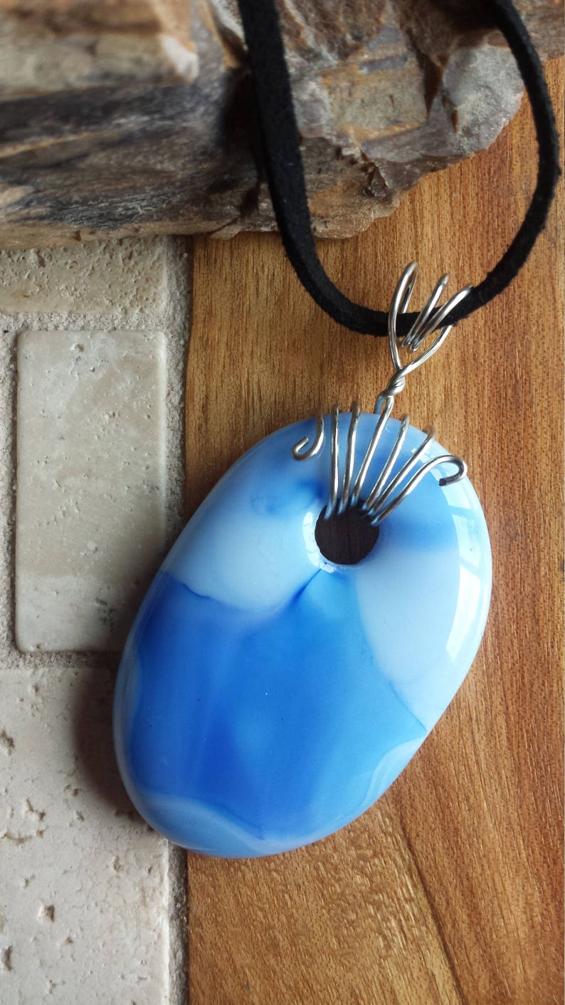 Fused glass pendant fused glass necklace fused glass jewelry | Etsy