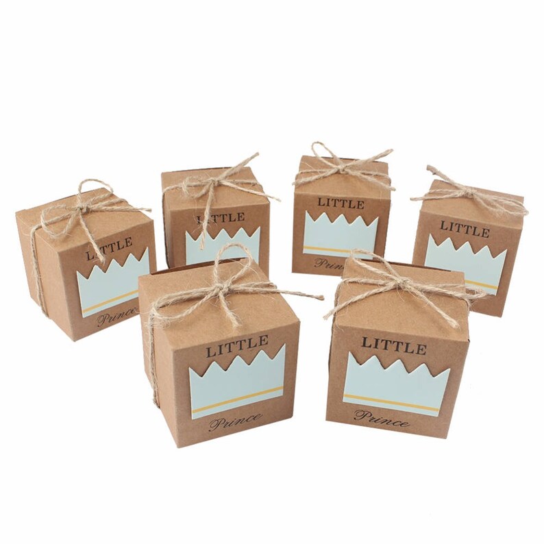 50pcs Candy Boxes Baby Shower Craft Paper Gift Box Little Prince Princess Party Favor Boxes Festive Party Supplies