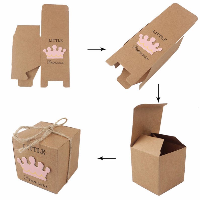 50pcs Candy Boxes Baby Shower Craft Paper Gift Box Little Prince Princess Party Favor Boxes Festive Party Supplies