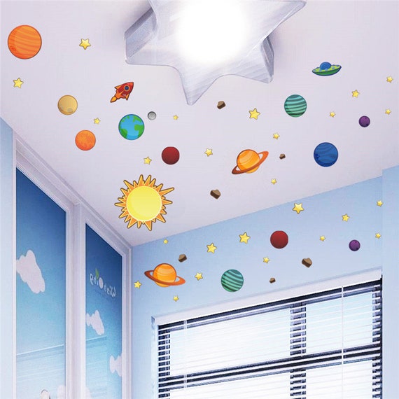 Kids Bedroom Decor Paper Solar System Space Planets Poster Mural