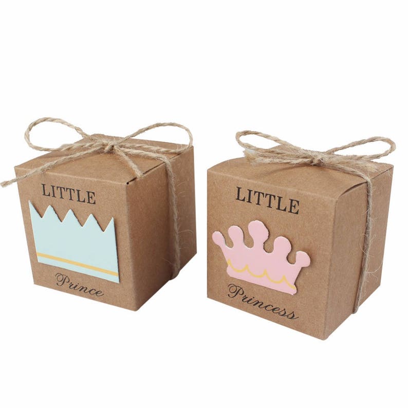 50pcs Candy Boxes Baby Shower Craft Paper Gift Box Little Prince Princess Party Favor Boxes Festive Party Supplies
