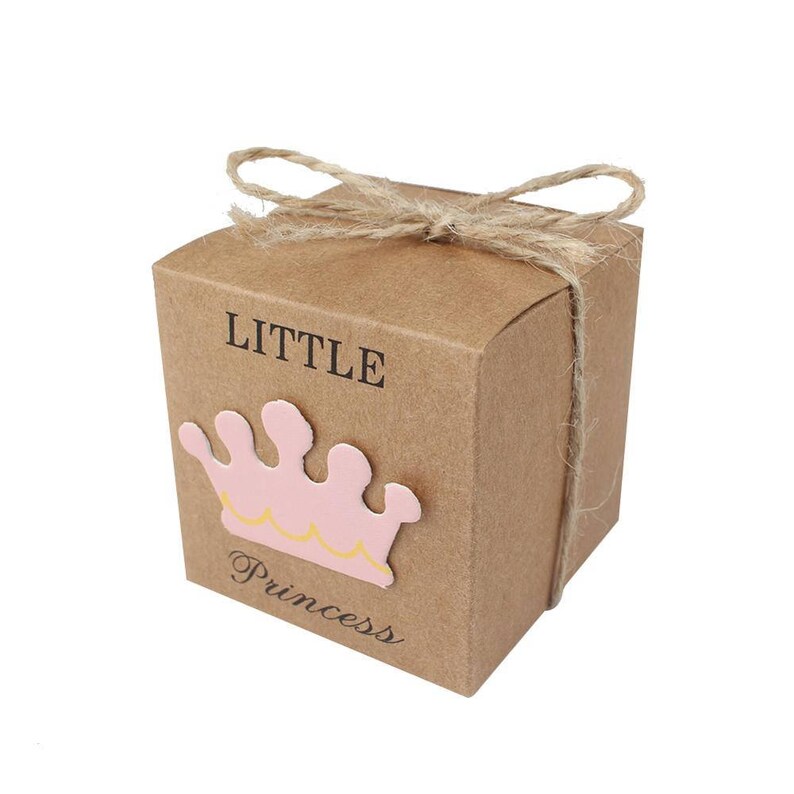 50pcs Candy Boxes Baby Shower Craft Paper Gift Box Little Prince Princess Party Favor Boxes Festive Party Supplies
