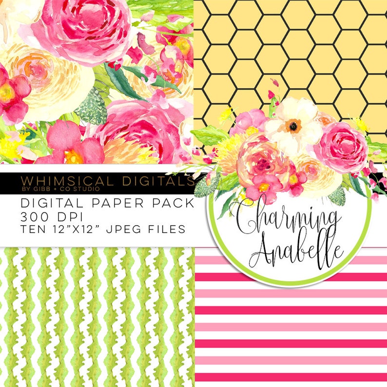 Floral Watercolor Digital Pattern Paper Pack Planner Sticker - Etsy