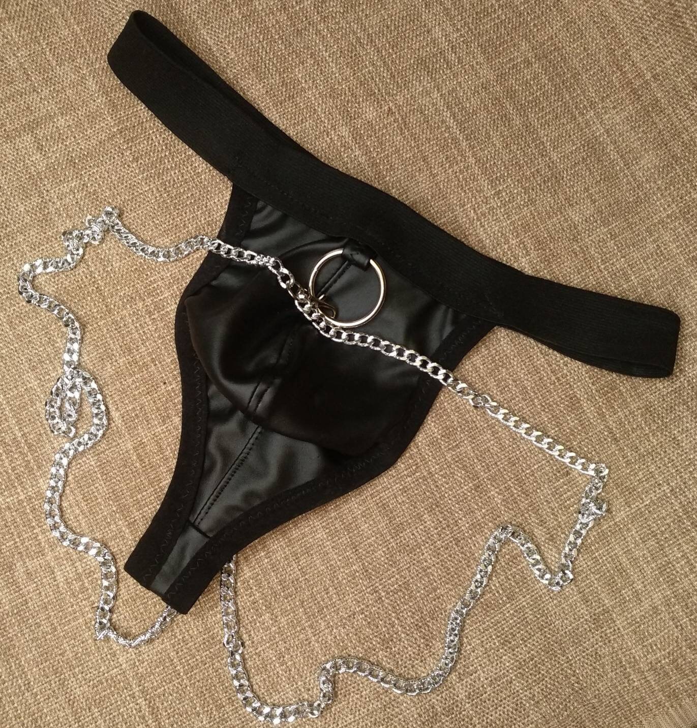 Black thong with chain Underwear men's thongs Thongs with Etsy