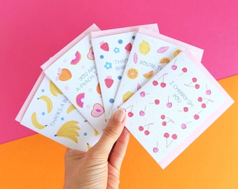 Colourful Fruit Themed Thank you Card Pack of 5 with Envelopes | Gratitude Card Pack, Thank You Card Pack | Australian Made Greeting Cards