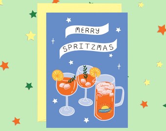 Christmas Aperol Spritz Illustrated Greeting Card | Great Christmas Card for friends or family | Australian Made Greeting Cards
