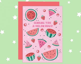 Watermelon Greeting Card - Sending You A-Melon Hugs | Appreciation Card, Birthday Card, Long Distance Card | Australian Made Greeting Cards