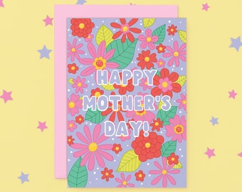 Happy Mother's Day Card | Retro, Floral, Colourful Mother's Mother's Day Card | Mother's Day Gift | Australian Made Greeting Card