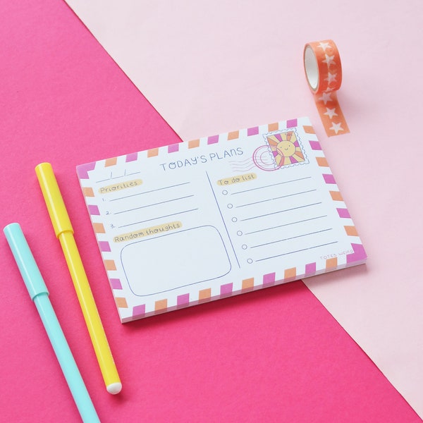 A6 Notepad | 50 page To-Do List Notepad | Post Card Happy Mail Themed To-Do List Notepad for Cute Organisation | Australian Made Stationery