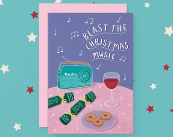 Christmas Music Greeting Card | Blast the Christmas Music Christmas Card | Australian Made Greeting Cards | Illustrated Christmas Cards