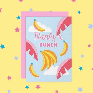 Thanks a Bunch Banana Pun Greeting Card | Thank You Card, Appreciation Card, Banana Card | Australian Made Greeting Cards