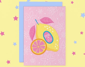 You're the Zest Lemon Greeting Card | Thank You Card, Appreciation Card, Fruit Pun Greeting Card | Australian Made Greeting Cards