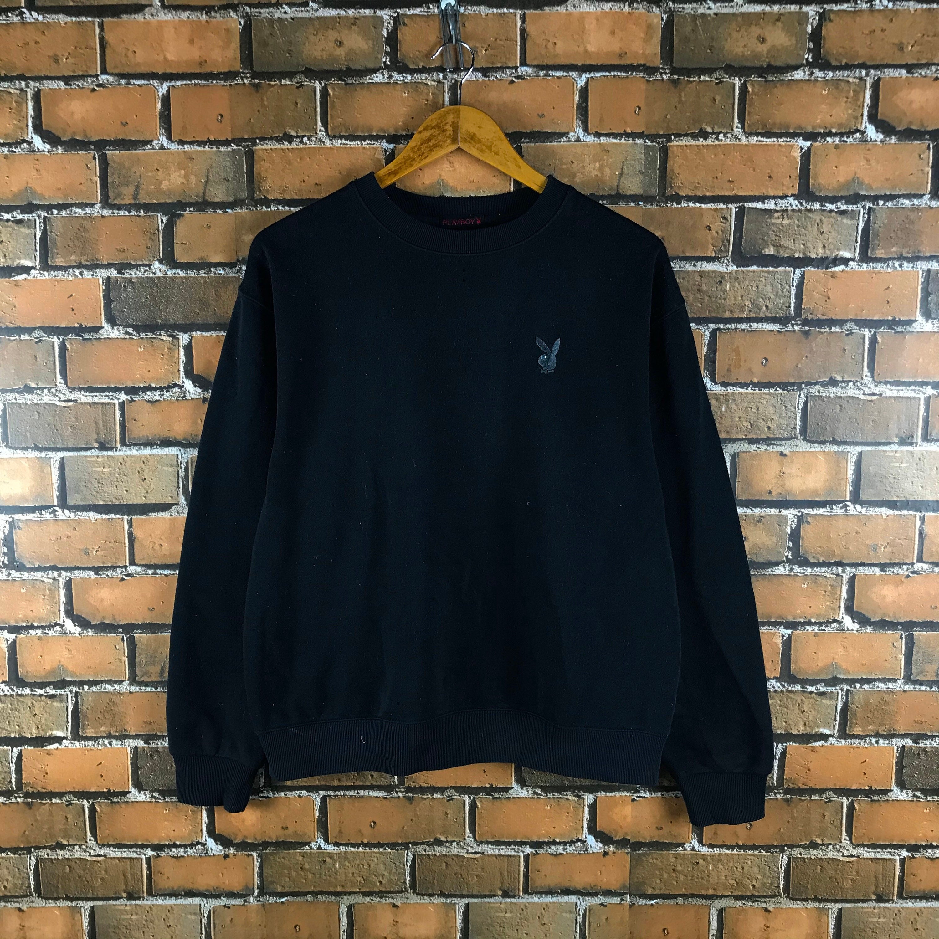 ehsanvintageClothing Vintage Playboy Big Logo Sweatshirt L Size/ Playboy Bunny/ Playboy Shirt/ Playboy Hoodie Jacket/ Black and Gold Retro Fashion Hip Hop 90s