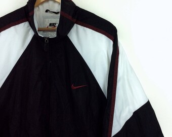 Vintage 90s Nike Jacket Nike Windbreaker Jacket Nike Black, White and Red Color (Bred) Big Logo Spellout Rap Tees Hip Hop Swag