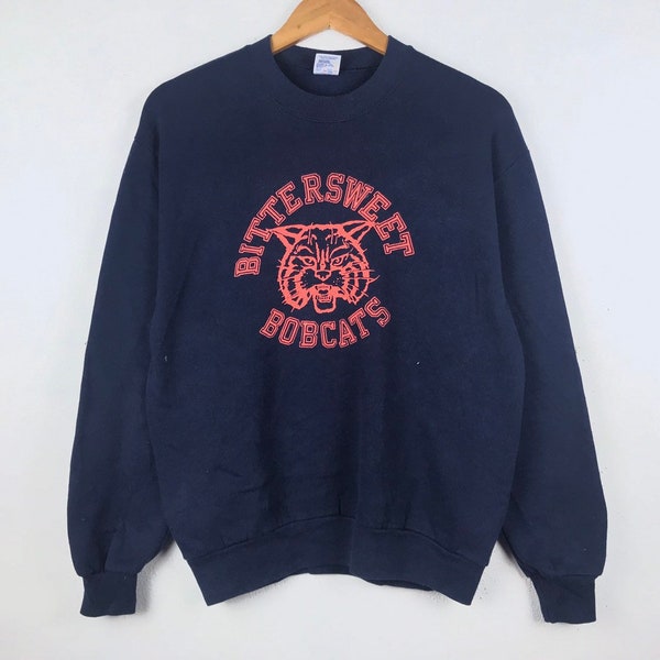 Sweat-shirt vintage des années 80 et 90 lynx roux, chemise vintage pour école élémentaire de taille moyenne, fabriquée aux États-Unis