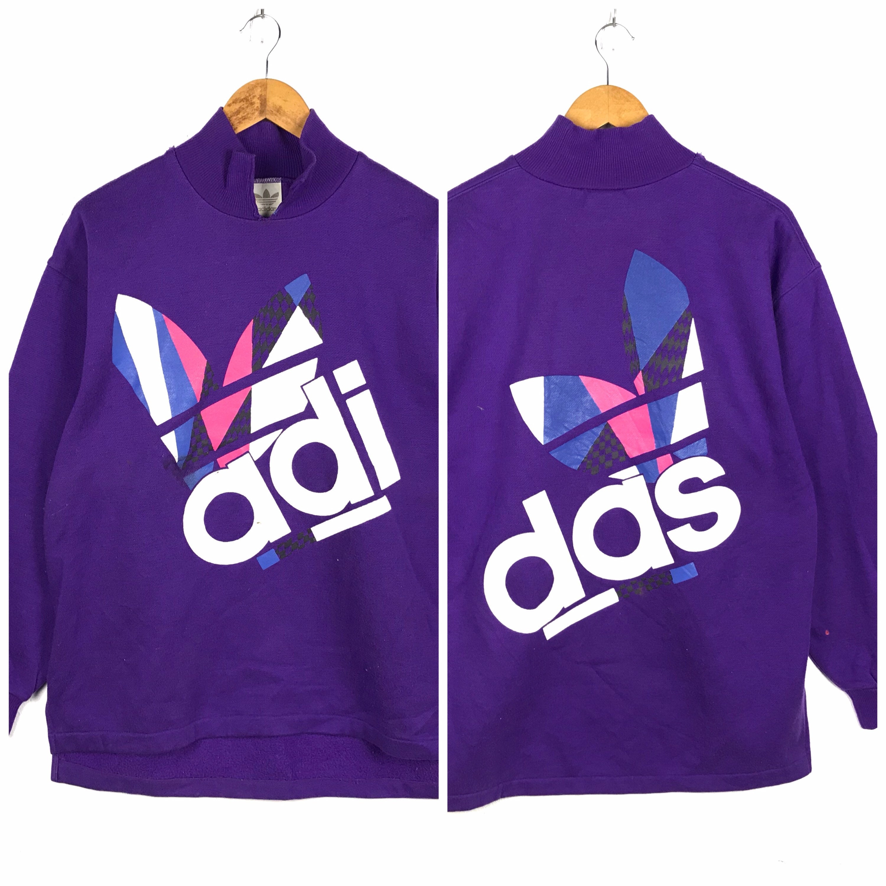 Vintage 90s Adidas Sweatshirt Adidas Purple Colour Violet Etsy