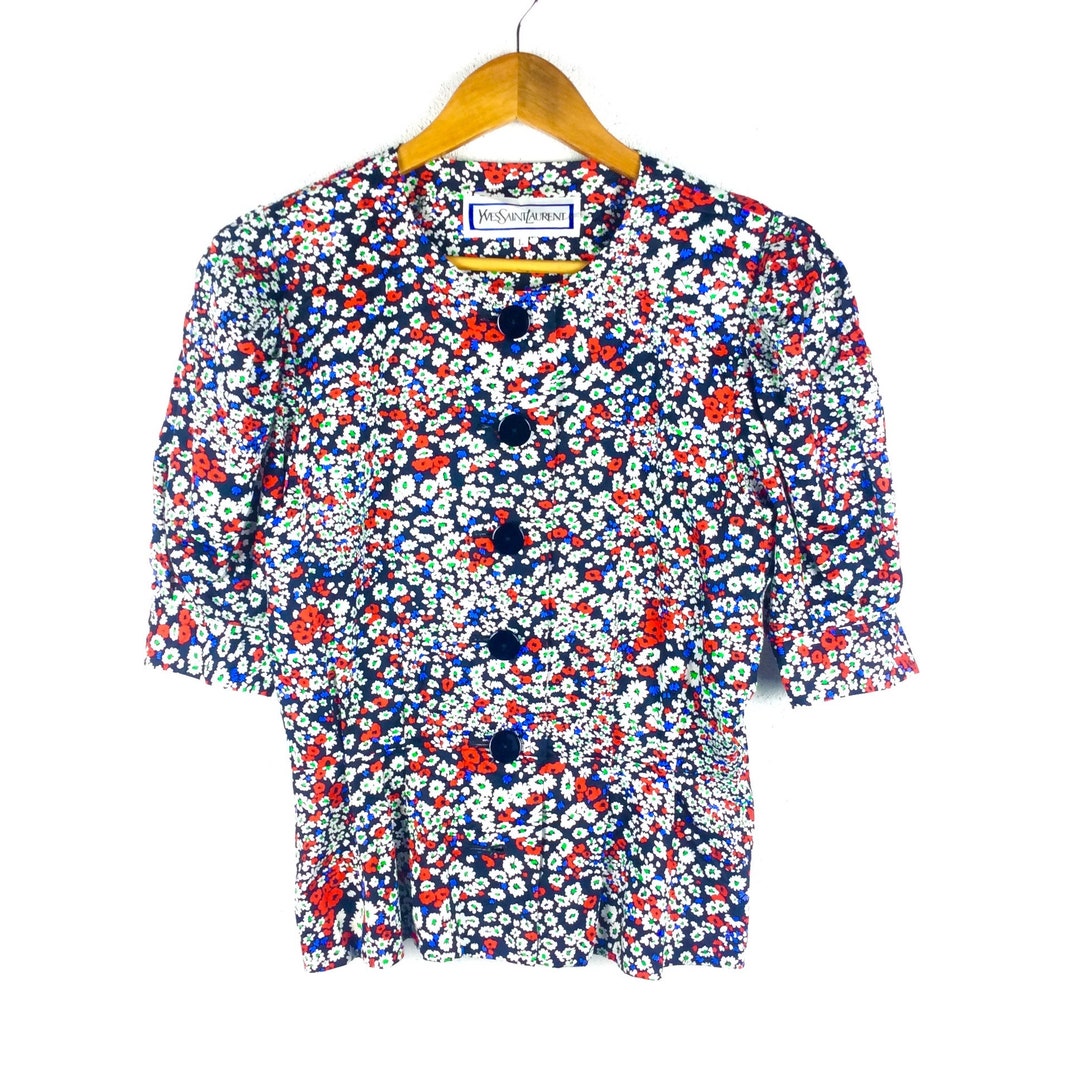 RARE Vintage Yves Saint Laurent YSL Full Printed Multicolor Spellout