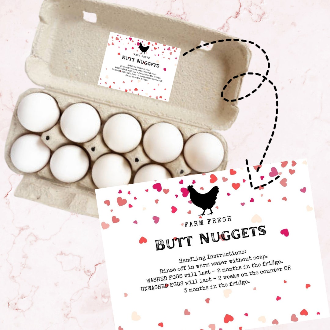 EGG HANDLING Instruction Card, Hearts, Fresh Egg Care, Egg Carton Label ...
