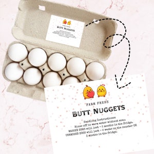 Carte d'instructions sur la manipulation des oeufs, coeurs, soin des oeufs frais, étiquette de boîte d'oeufs, carte de boîte d'oeufs, imprimable, téléchargement immédiat