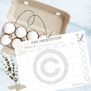 Calendario de PRODUCCIÓN DE HUEVOS, Gestión de huevos, Conteo de huevos, Imprimible, Descarga instantánea