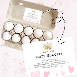 Tarjeta de instrucciones de MANEJO DE HUEVOS, Corazones, Cuidado de huevos frescos, Etiqueta de cartón de huevos, Tarjeta de cartón de huevos, Imprimible, Descarga instantánea