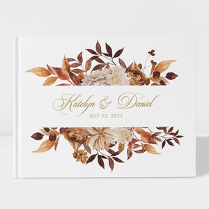 Wedding Guest Book Fall | Terracotta and Gold | 50 Sheets of Paper | Colour Choices Available | SKU: A036