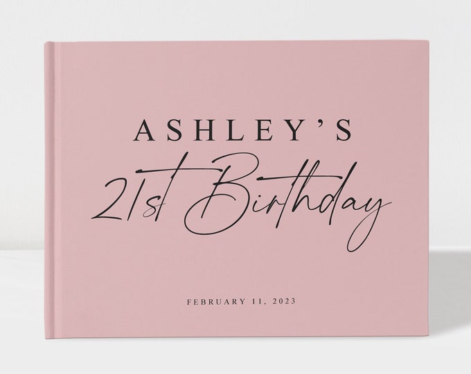 Birthday Guest Book 21st Guest Book Dusty Pink and Black Etsy