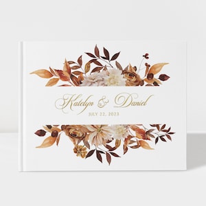Wedding Guest Book Fall Terracotta and Gold 50 Sheets of Paper Colour Choices Available SKU: A036 image 1