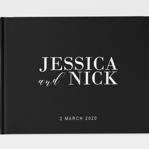 Modern Wedding Guest Book Black and White 100 Pages Etsy