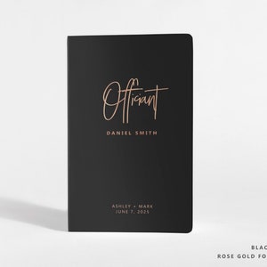 Officiant Book for Wedding, Black and Rose Gold Officiant Booklet, 5.25 x 8.25 inches, SKU: A015