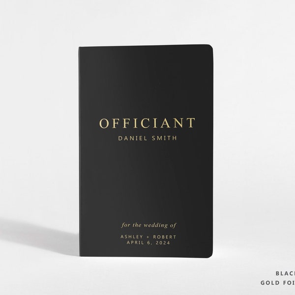 Officiant Book Personalised | Officiant Proposal Gift | Black and Gold Foil | Color Choices Available | 5.25 x 8.25 inches | SKU: A032