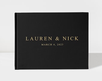 Wedding Guest Book | Black and Gold | 50 Sheets of Paper | Color Choices Available | Design: A032