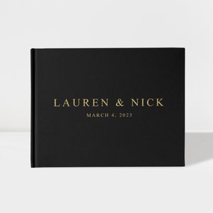 Wedding Guest Book | Black and Gold | 50 Sheets of Paper | Color Choices Available | Design: A032