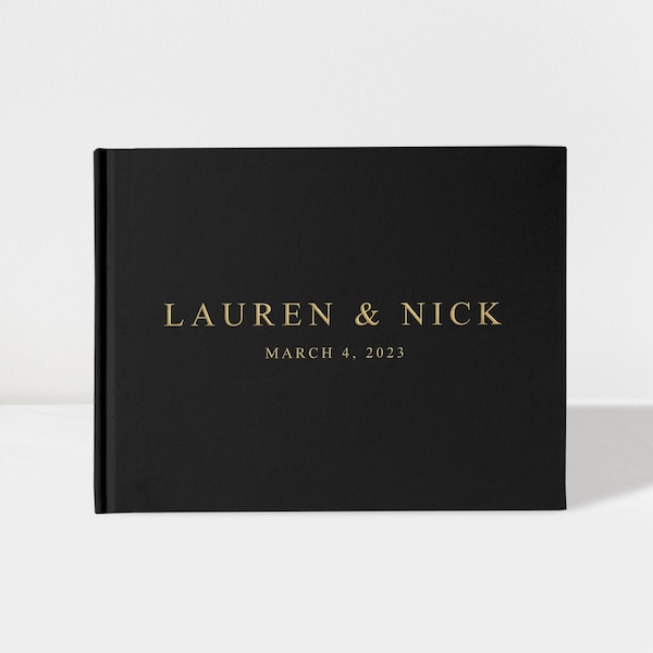 Wedding Guest Book | Black and Gold | 50 Sheets of Paper | Color Choices Available | Design: A032