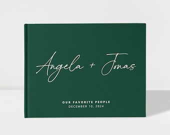 Wedding Guest Book | Emerald Green and White | 50 Sheets of Paper | Color Choices Available | Design: A050