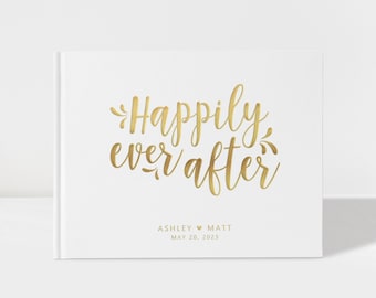 Wedding Guest Book | Happily Ever After Fairy Tale Guest Book | Gold Foil | 50 Sheets of Paper | Color Choices Available | Design: A003