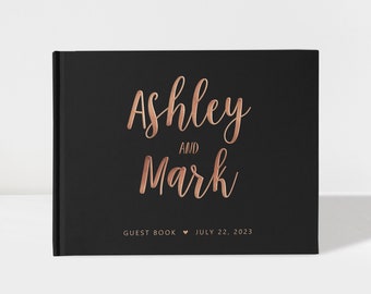 Wedding Guest Book | Black and Rose Gold | 50 Sheets of Paper | Color Choices Available | Design: A007